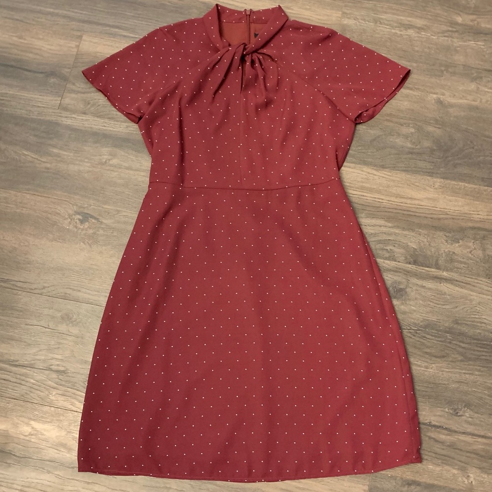 Banana Republic Maroon Polka Dot Dress NWT